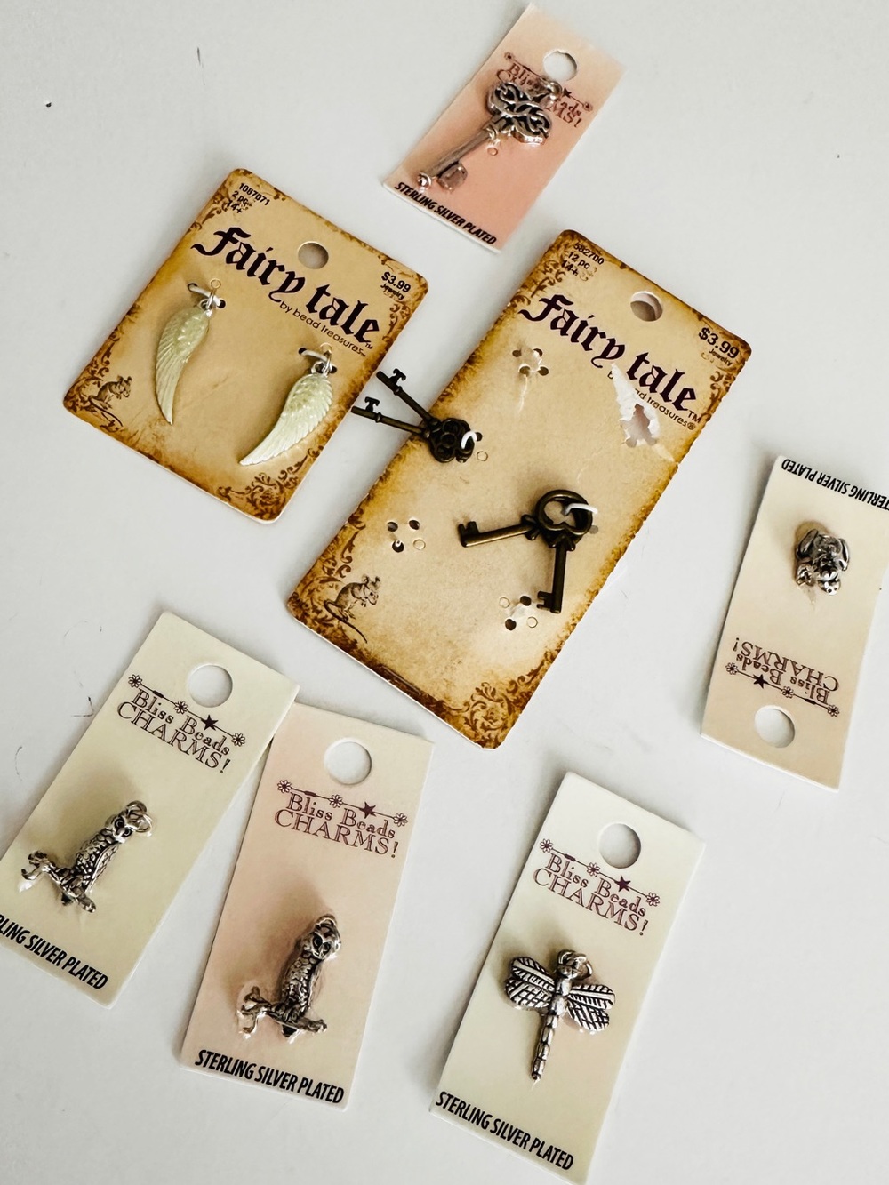 Lot #20 Fairy Tale & Bliss Beads Mixed Metal Charm Set Silver and Cream Accents